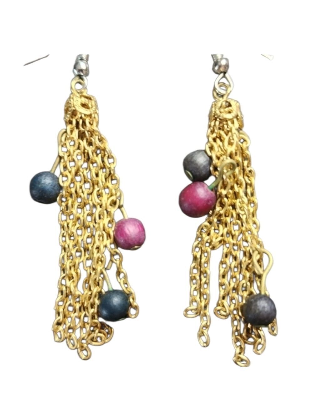 💥4 for $20💥Goldtone Chain Earrings Multicolor Beads